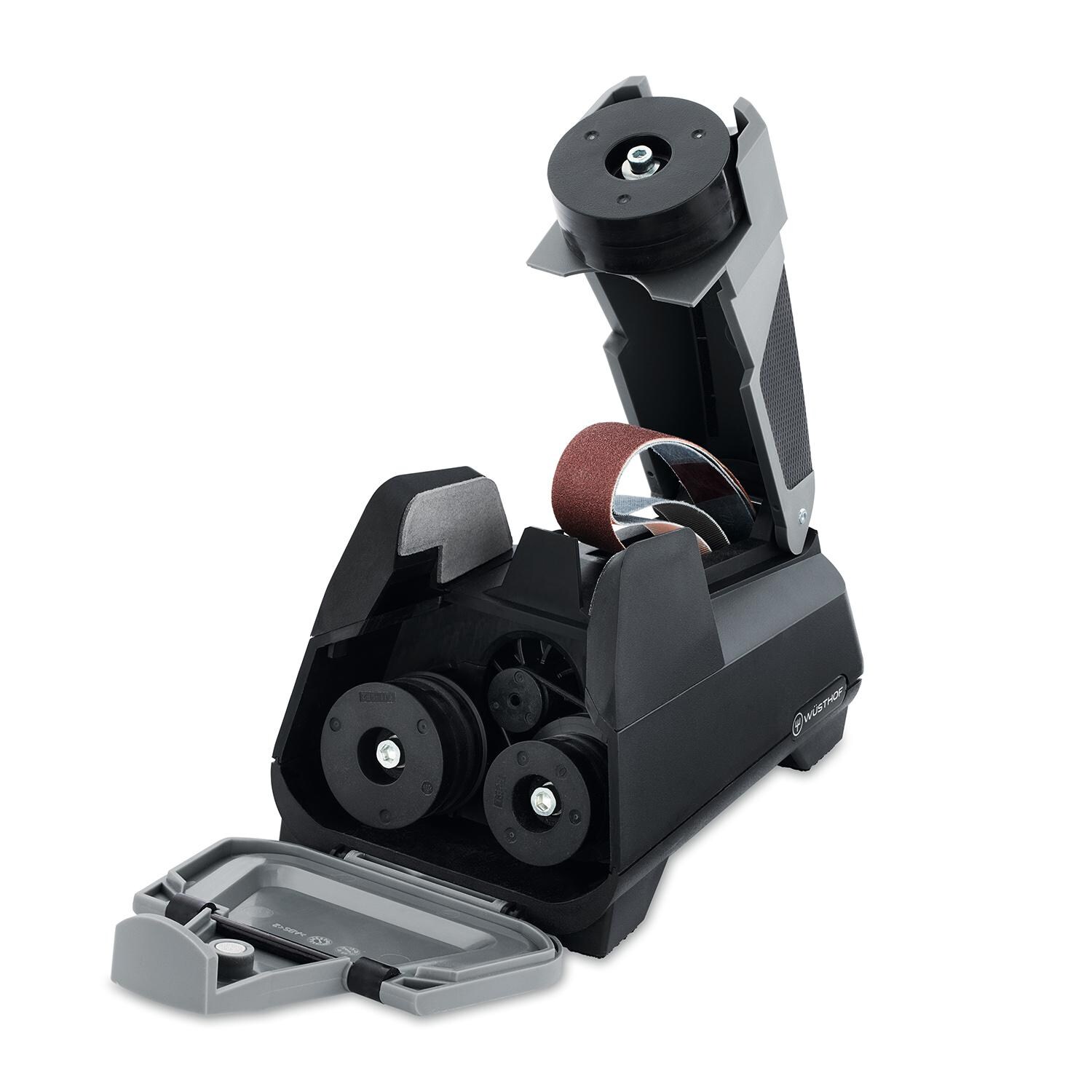 Wusthof 3069730302 Easy Edge Electric Sharpener - Opened Sharpener - White Background thumbnail