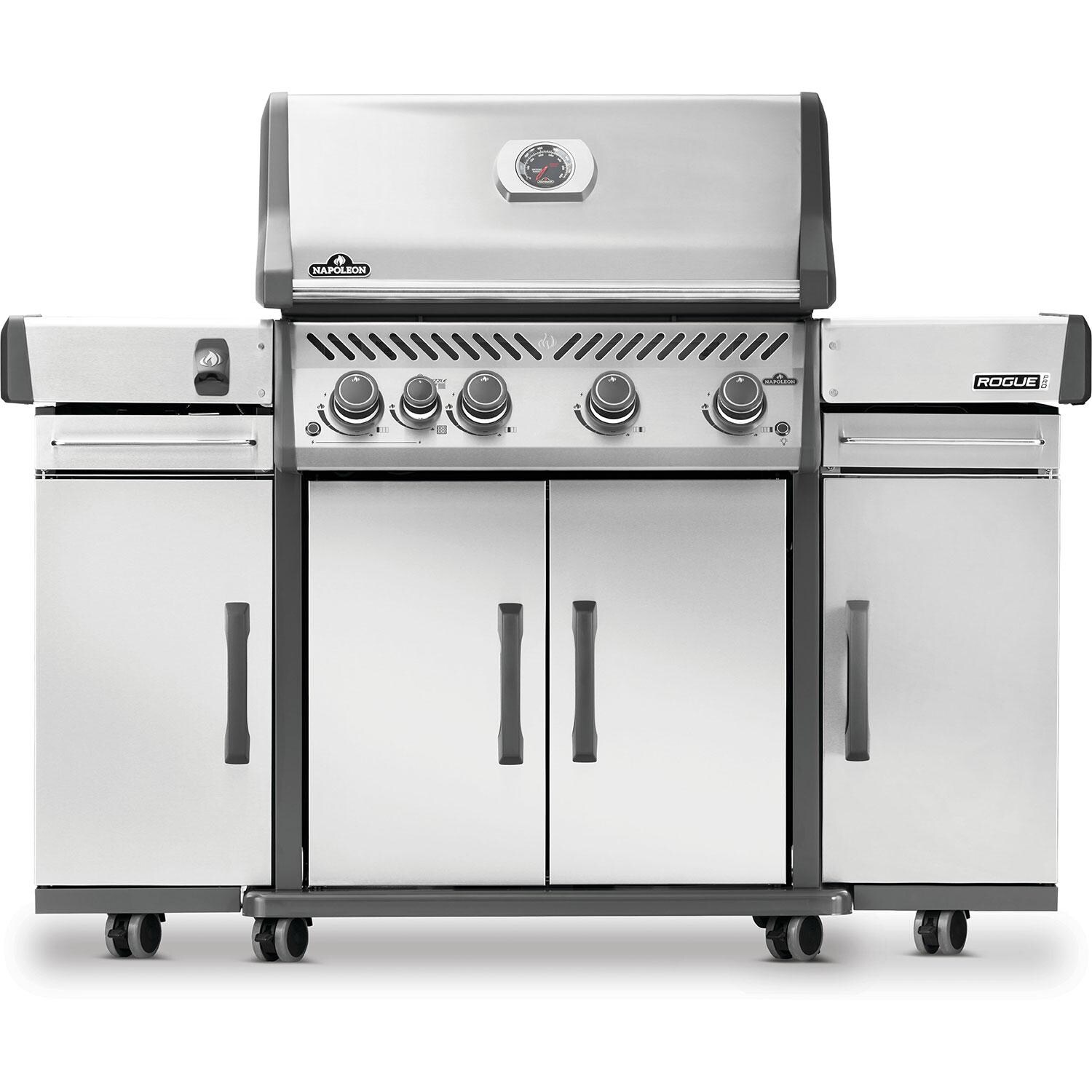 Napoleon 68008 Rogue PRO Under Grill Storage Cabinet Cart - Stainless Steel - Cart Attached to Rogue PRO Grill - White Background thumbnail