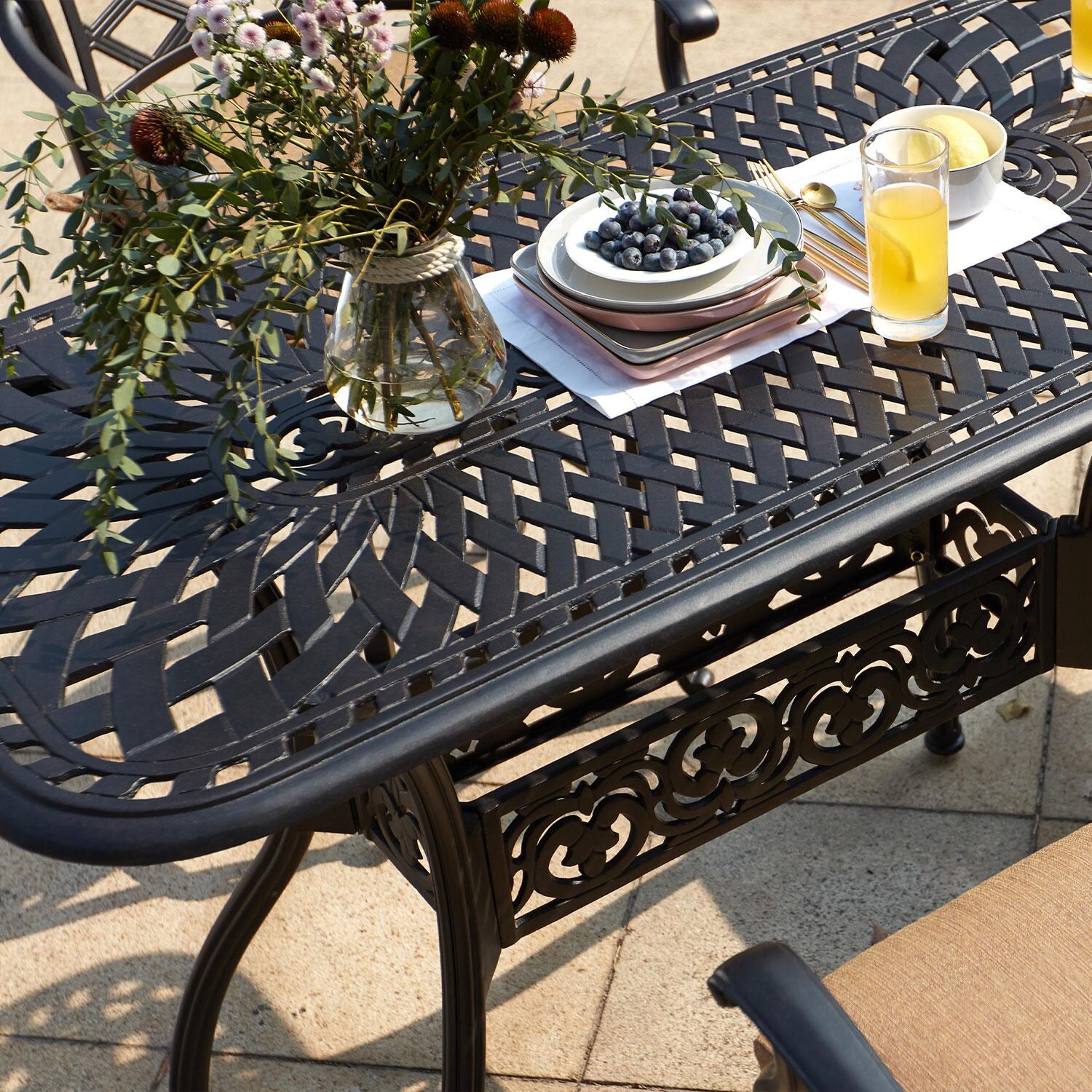 Darlee Series 60 Counter Height Patio Serving Table - Mocha - Overhead View - Lifestyle thumbnail