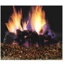 Rasmussen 36-Inch Pine Cone Gas Log Set With Vented Natural Gas Custom Embers Pan Burner - Match Light image