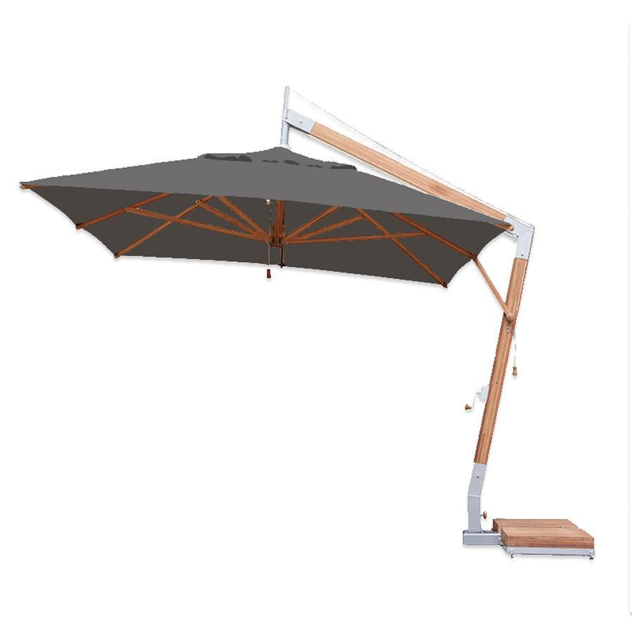 Bambrella Levante 8.5 X 11.5-Foot Rectangular Side Wind Umbrella - Stone Grey Canopy