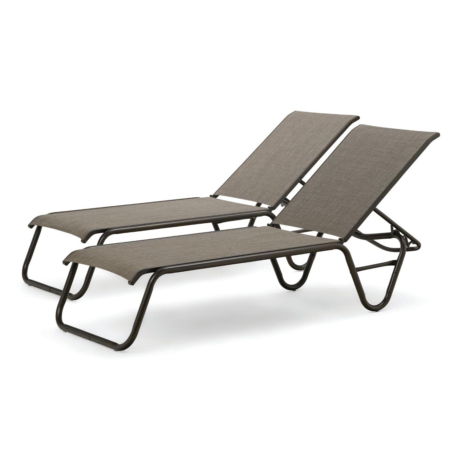 Gardenella 2 Piece Aluminum Stacking Chaise Lounge Set With Sling Seating By Telescope Casual - Textured Aged Bronze/Mocha