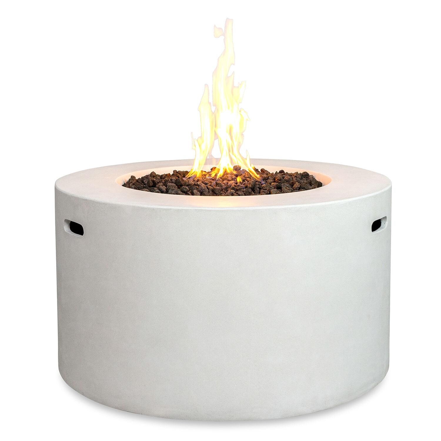 Glenwood 42-in Round Concrete Propane Gas Fire Pit w/ Access Door in White by Lakeview Outdoor Designs - White Background thumbnail