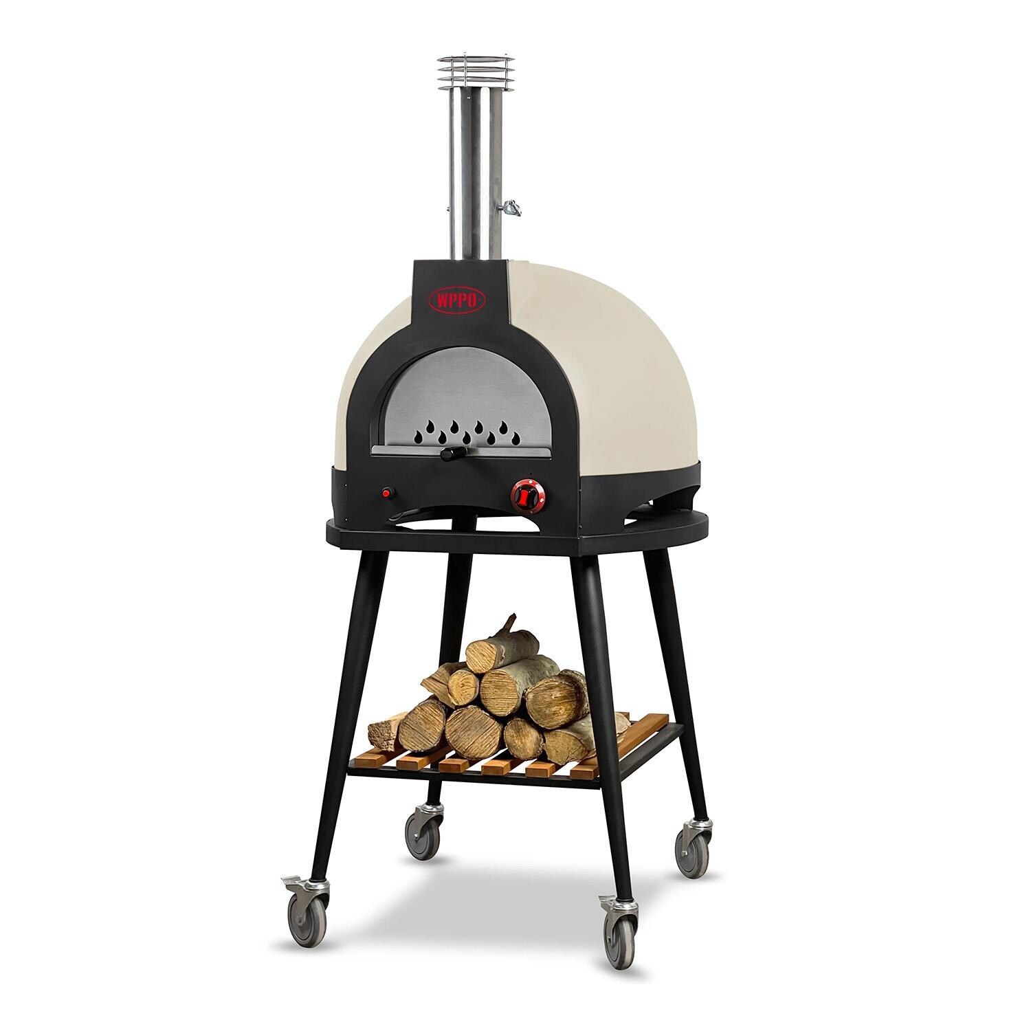 WPPO WKI66-IB Infinity 66 Hybrid Refractory Cooking Oven w/ Wheeled Trolley - Ivory Beige - White Background thumbnail