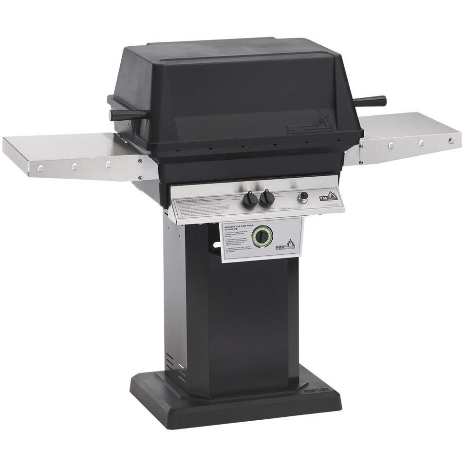 PGS T-Series T40 Commercial Cast Aluminum Propane Gas Grill With Timer On Black Patio Base