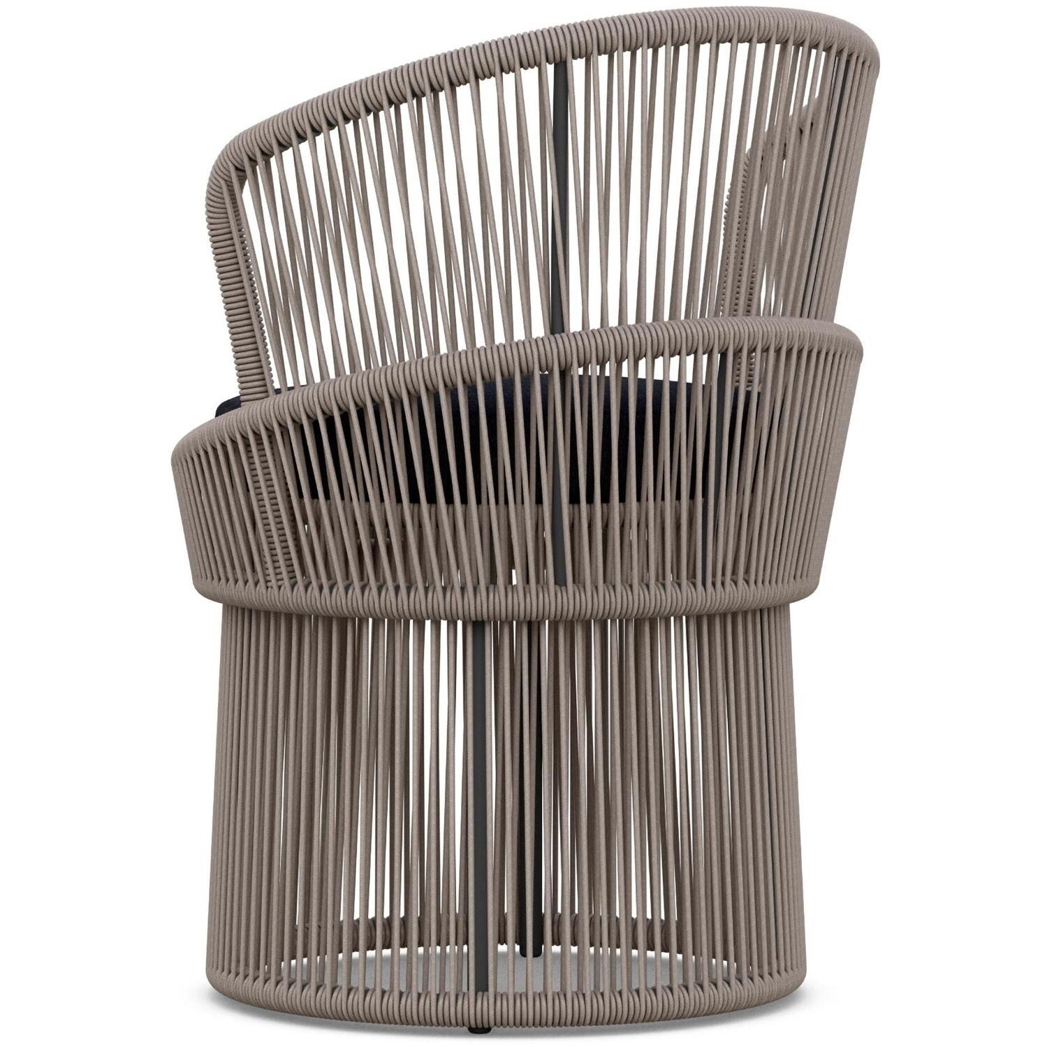 Azzurro Living Palma Woven Rope Dining Chair in Mocha/Midnight - Back - White Background thumbnail
