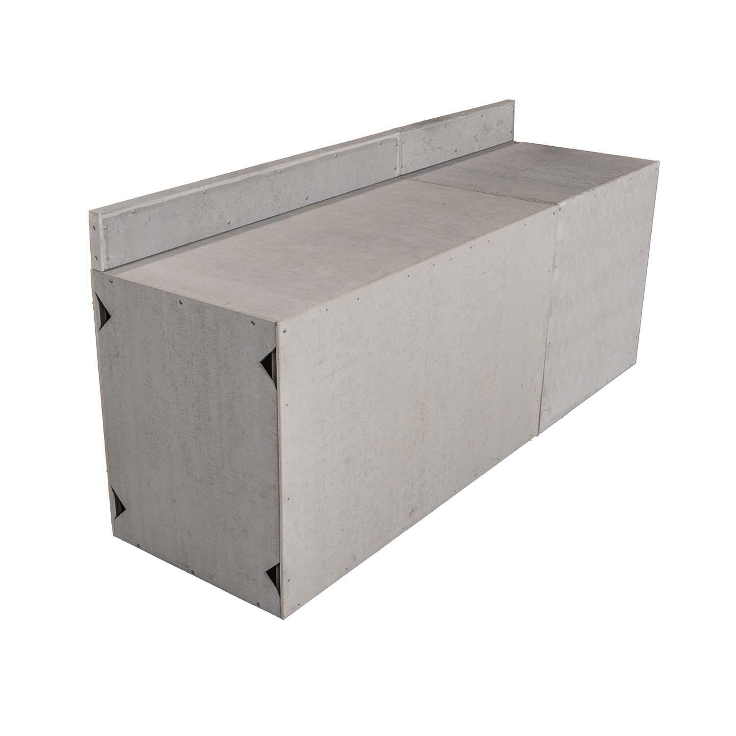 Universal 8 ft Ready To Finish Straight Outdoor Kitchen System Appliance and Storage Cabinets W/Backsplashes - White Background thumbnail