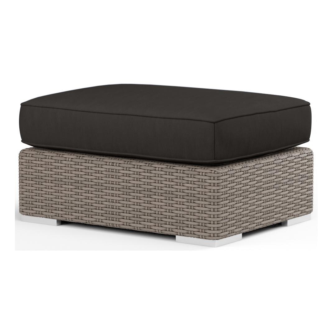 Coronado Wicker Ottoman in Driftwood/Spectrum Carbon by Sunset West - White Background thumbnail