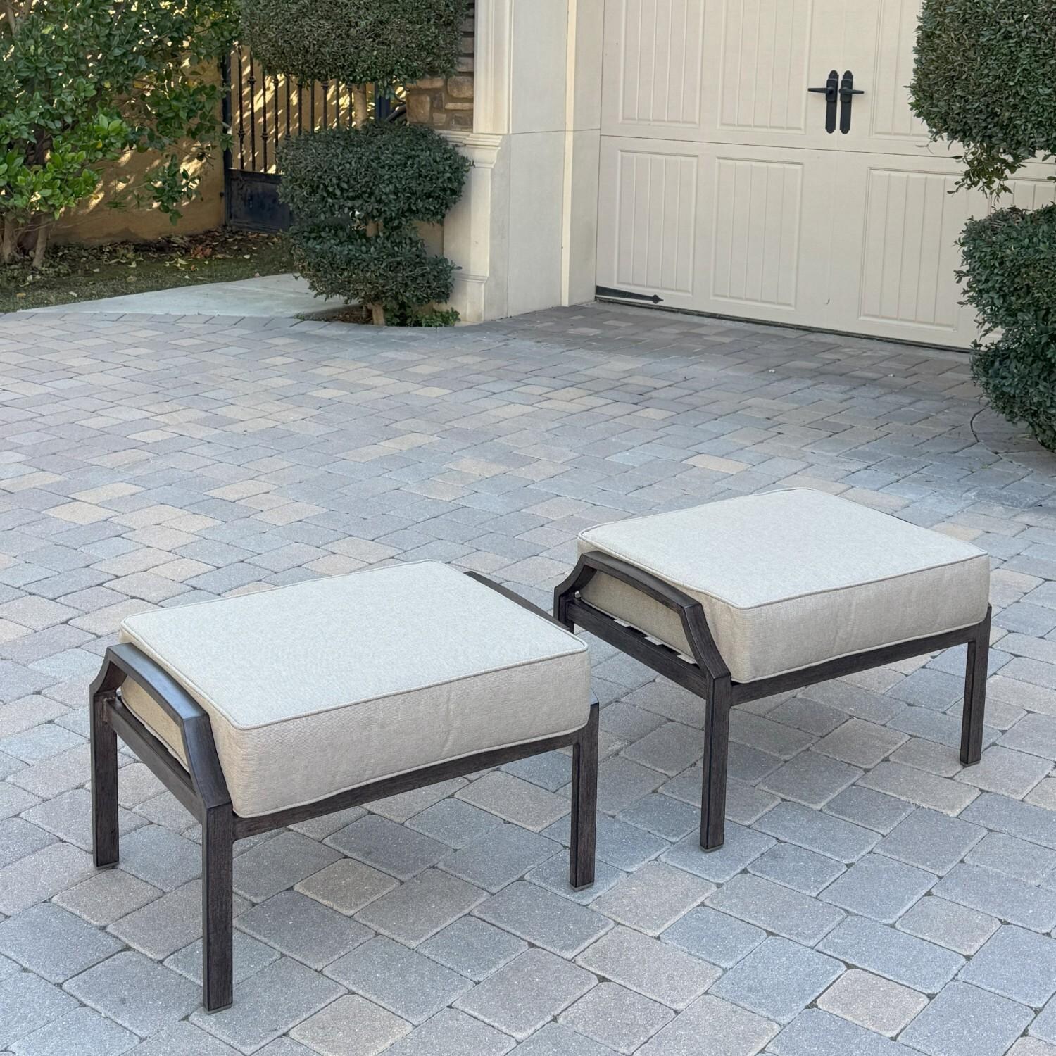 Atlantis 2 Pc Aluminum Ottoman Set in Walnut/Beige by Darlee - Hero - Lifestyle thumbnail