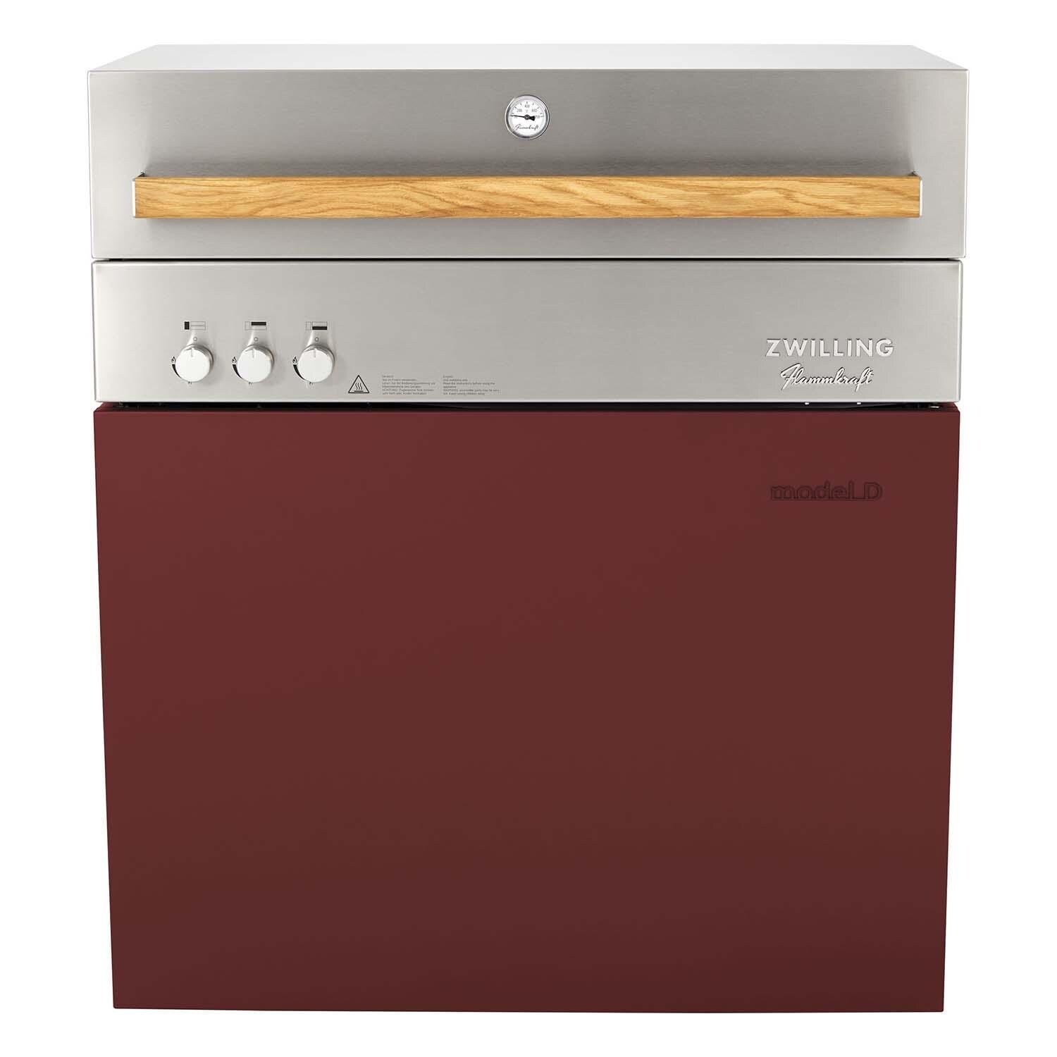 Flammkraft 1029543 Model D Propane Gas Grill - Ruby - w/ Hood Closed - White Background thumbnail