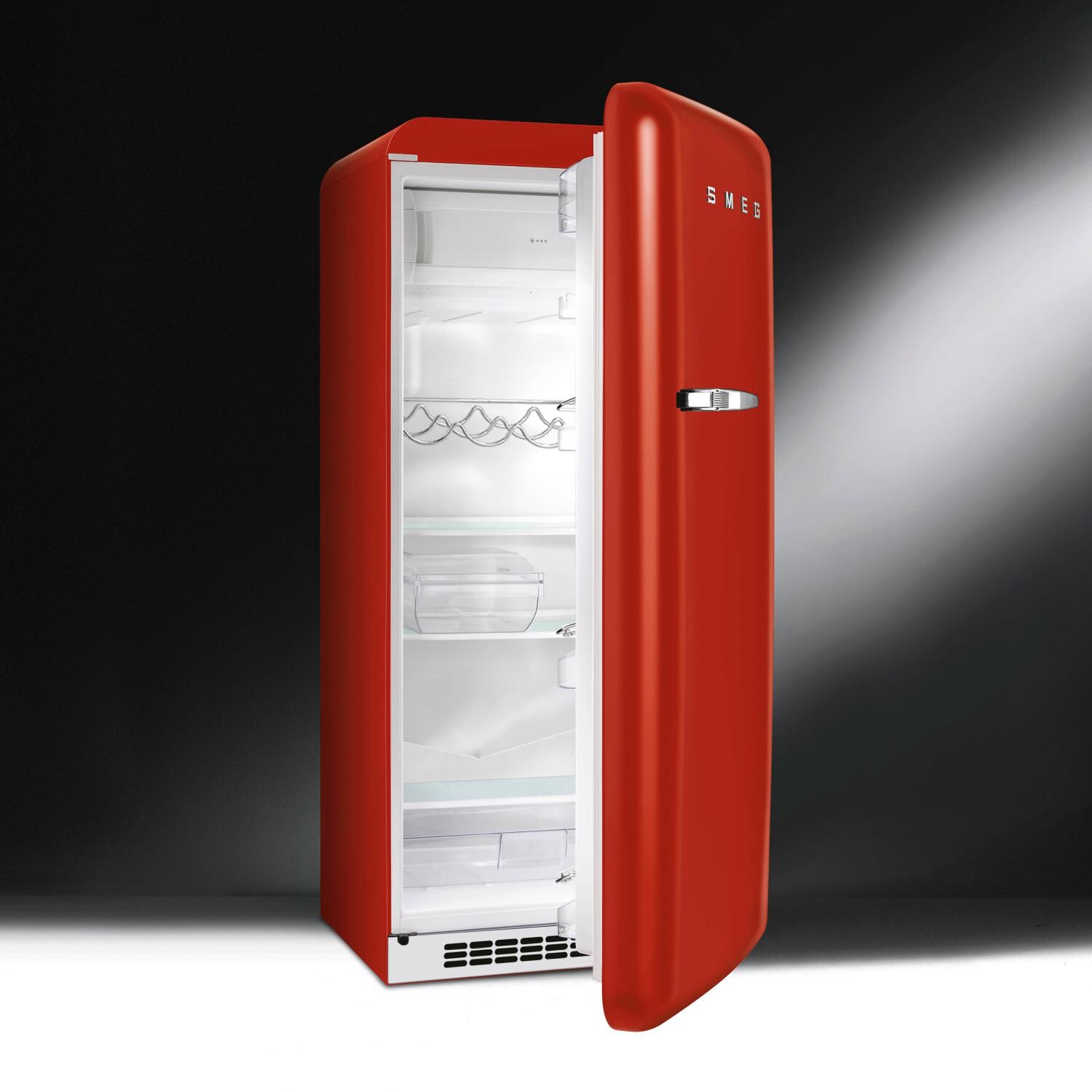 SMEG 9.22 Cu. Ft. Retro Style Red Refrigerator with Freezer Right Hinge Interior - FAB28URR thumbnail