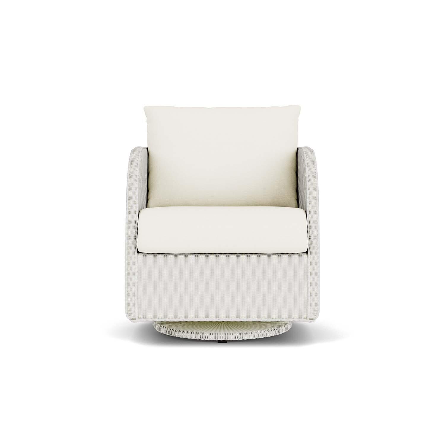 Essence Lloyd Loom Swivel Glider Club Chair in Matte White/Sailcloth Salt by Lloyd Flanders