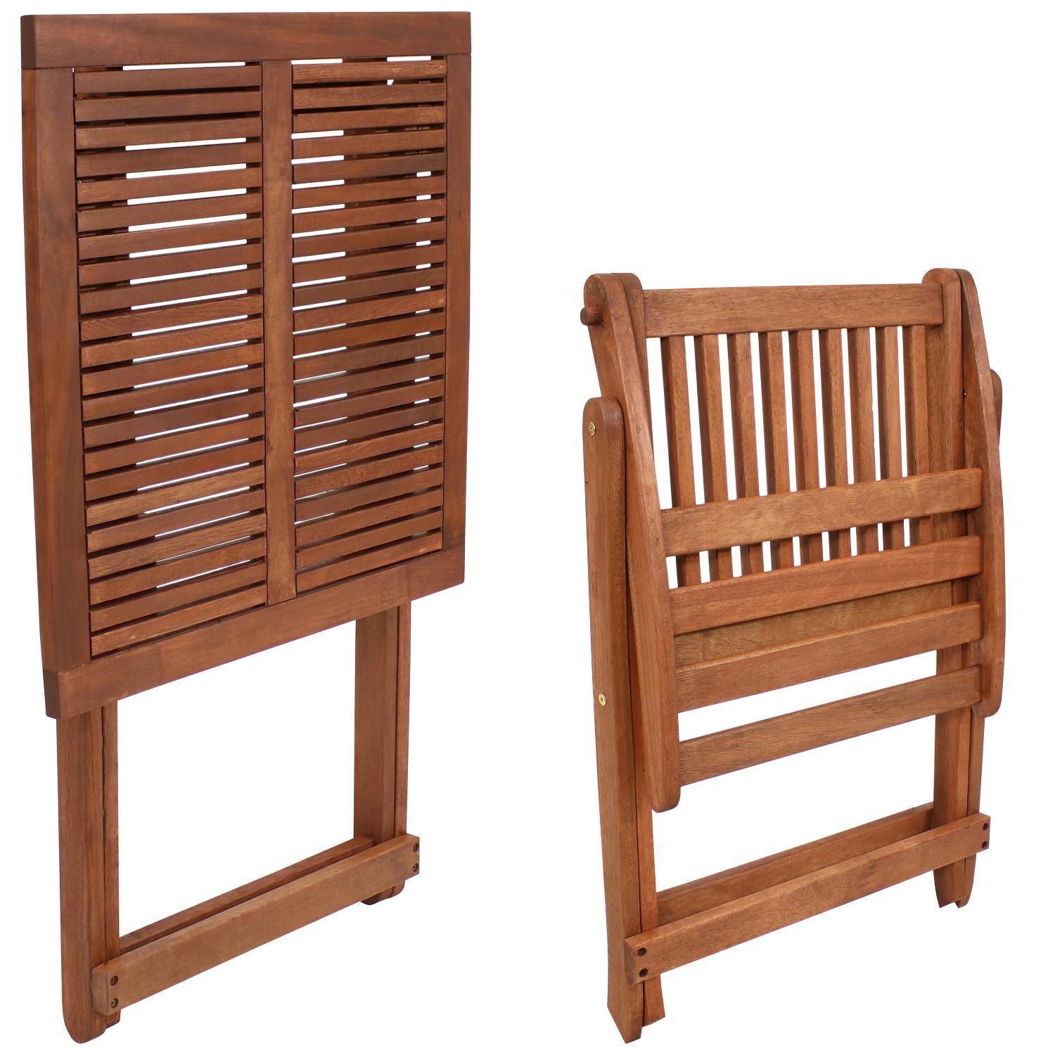 Ultimate Patio 3-Piece Meranti Folding Bistro Set W/ Square Table - Table & Chair Folded For Compact Storage thumbnail