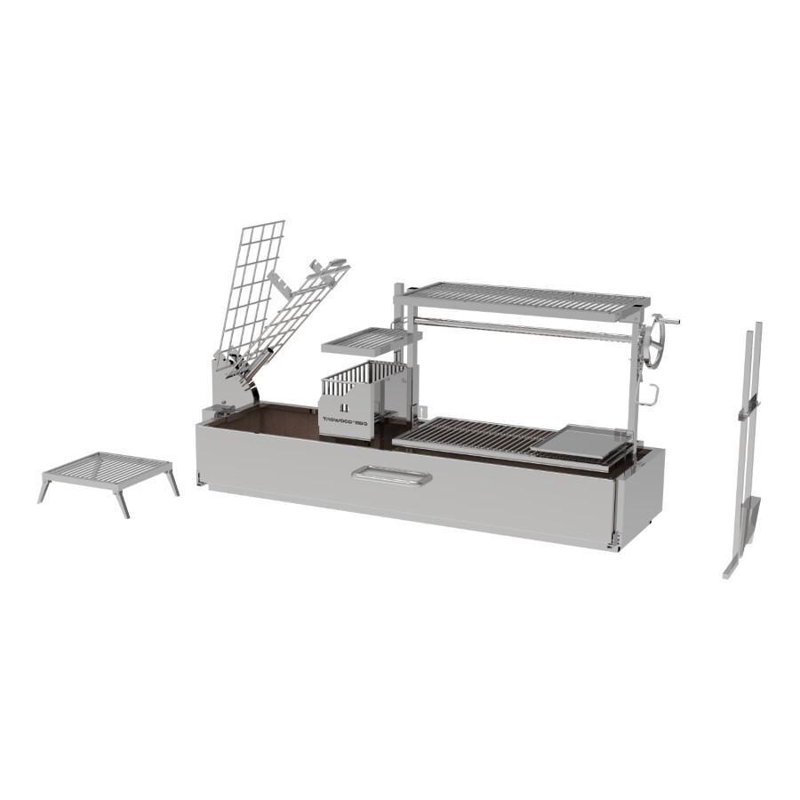 Tagwood BBQ BBQ08SS Argentine Santa Maria Wood Fire & Charcoal Grill - Right Angled View - White Background thumbnail