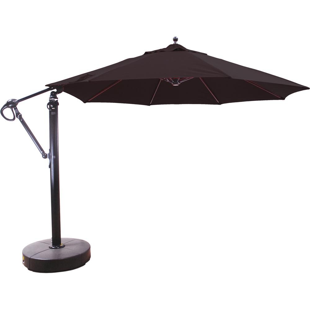 Galtech 11 Ft. Octagonal Aluminum Patio Cantilever Umbrella W/ Easy Lift And Easy Tilt Wheel - Antique Bronze Frame W/ Sunbrella Canvas Black Canopy