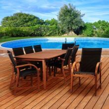Amazonia Bahamas 8-Person Sling Patio Dining Set With Eucalyptus Table