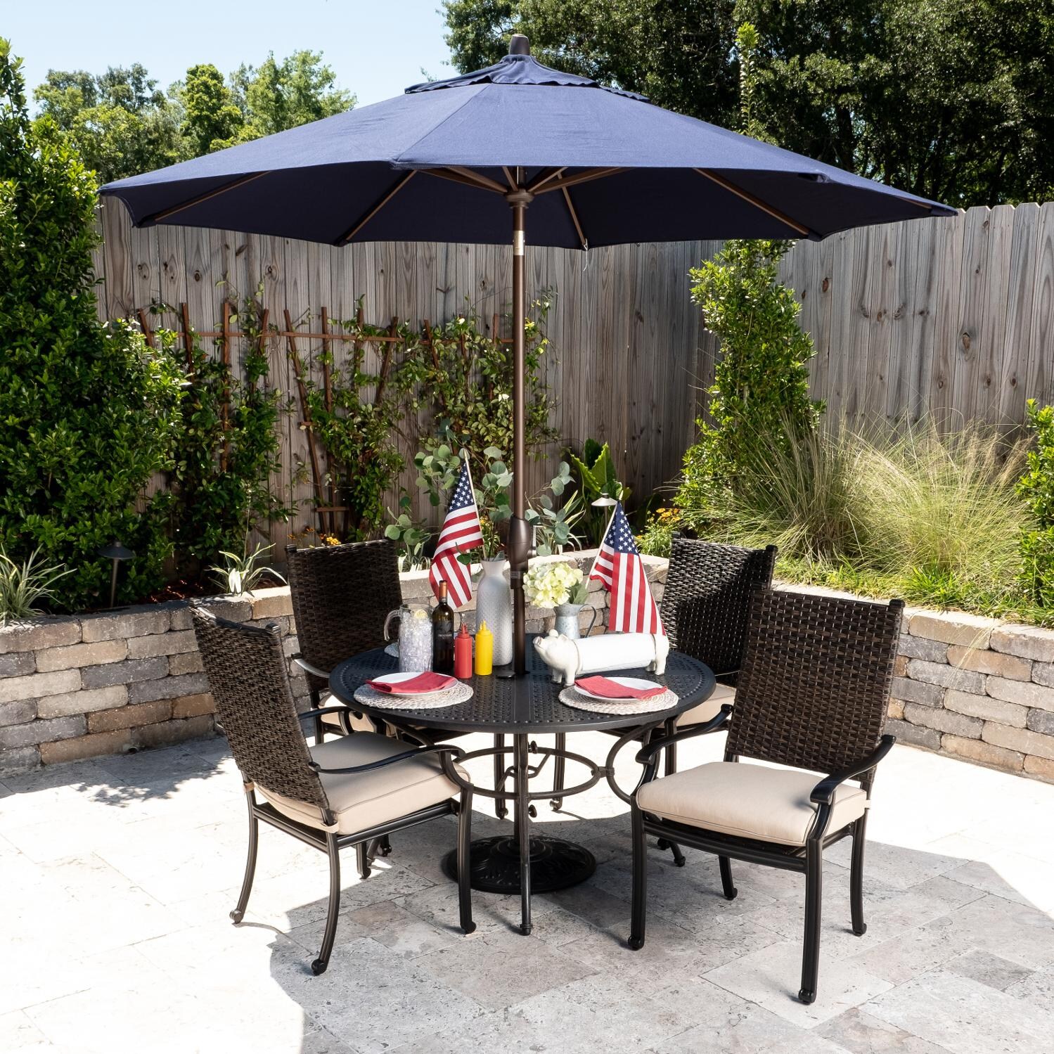 Carondelet 52 Inch Round Table Set by Lakeview Outdoor Designs (Umbrella and tabletop accessories not included) thumbnail