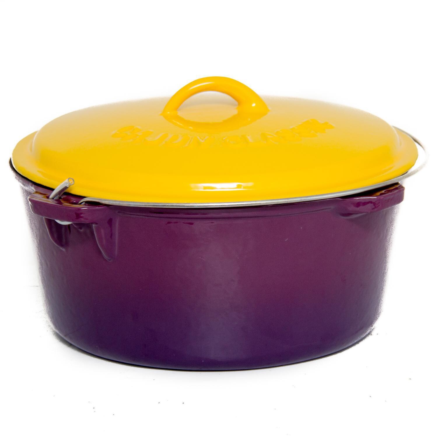 Cajun Cookware 16-Quart Enamel Cast Iron Dutch Oven - Purple & Gold - GL10490PG thumbnail