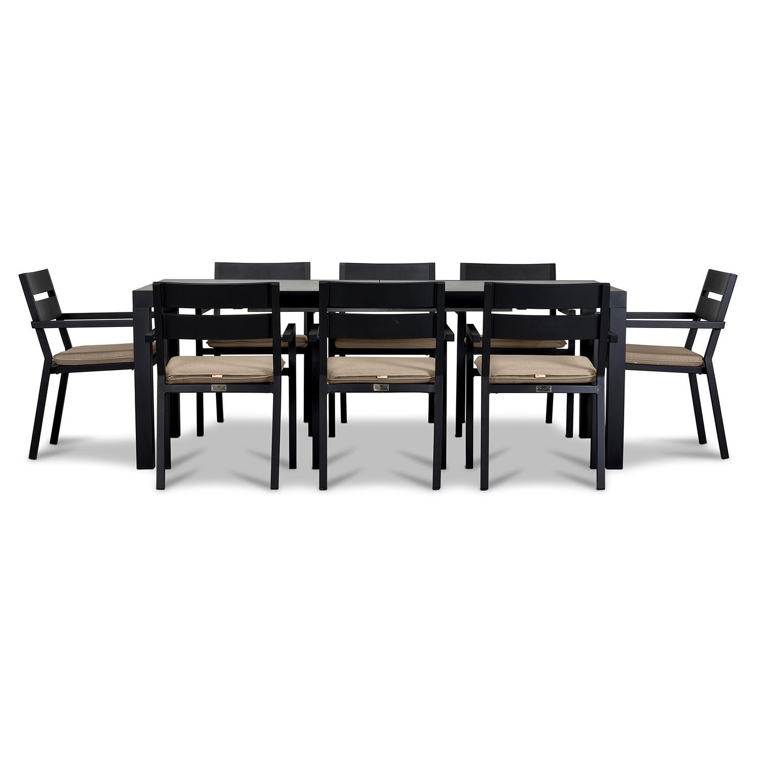 Calm Bay 9 Pc Extendable Dining Set in Black/Heather Beige by Lakeview - White Background 3 thumbnail