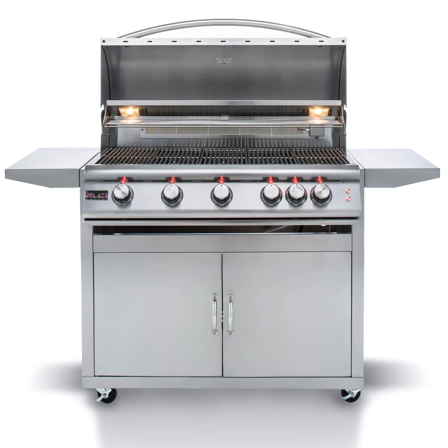 Blaze - BLZ-5LTE2-NG - Premium LTE 40-Inch 5-Burner Freestanding Natural Gas Grill - Hood Open thumbnail