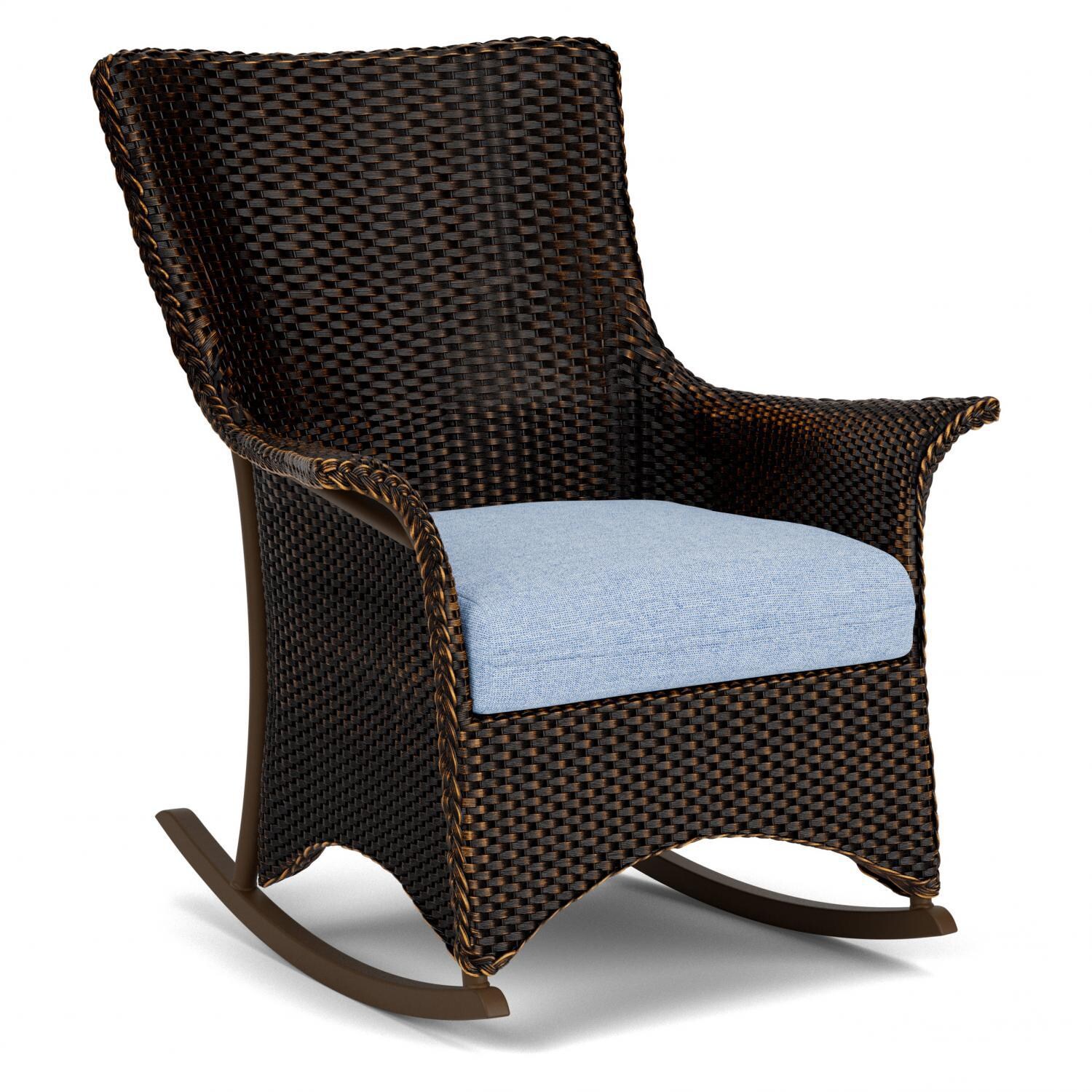 Lloyd Flanders Mandalay Porch Rocker in Mink Finish with Demo Skyway fabric - Angled thumbnail