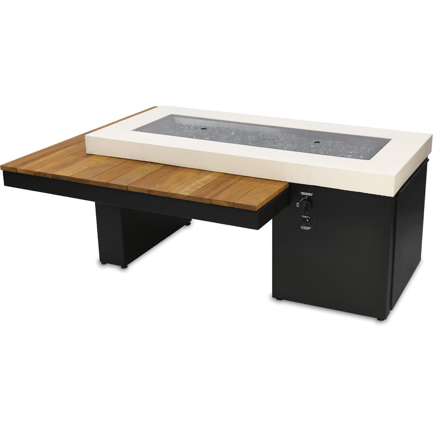 Lakeview Outdoor Designs Emfield 48 Inch Rectangular Aluminum Natural Gas Fire Pit Table In Black  - Glass Cover - White Backgound thumbnail