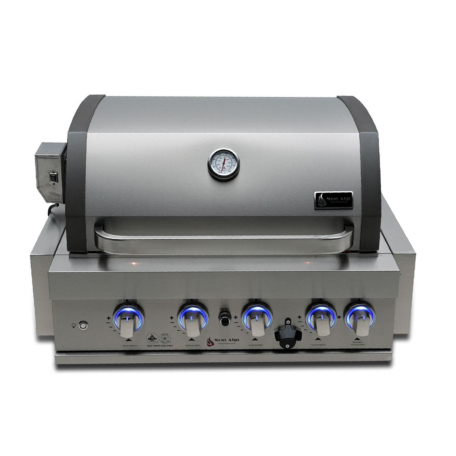 Mont Alpi 400 32-in 4 Burner Built-In Natural Gas Grill w/ Rotisserie (Ships Propane w/ Conversion Kit) - MABi400 + MANGK