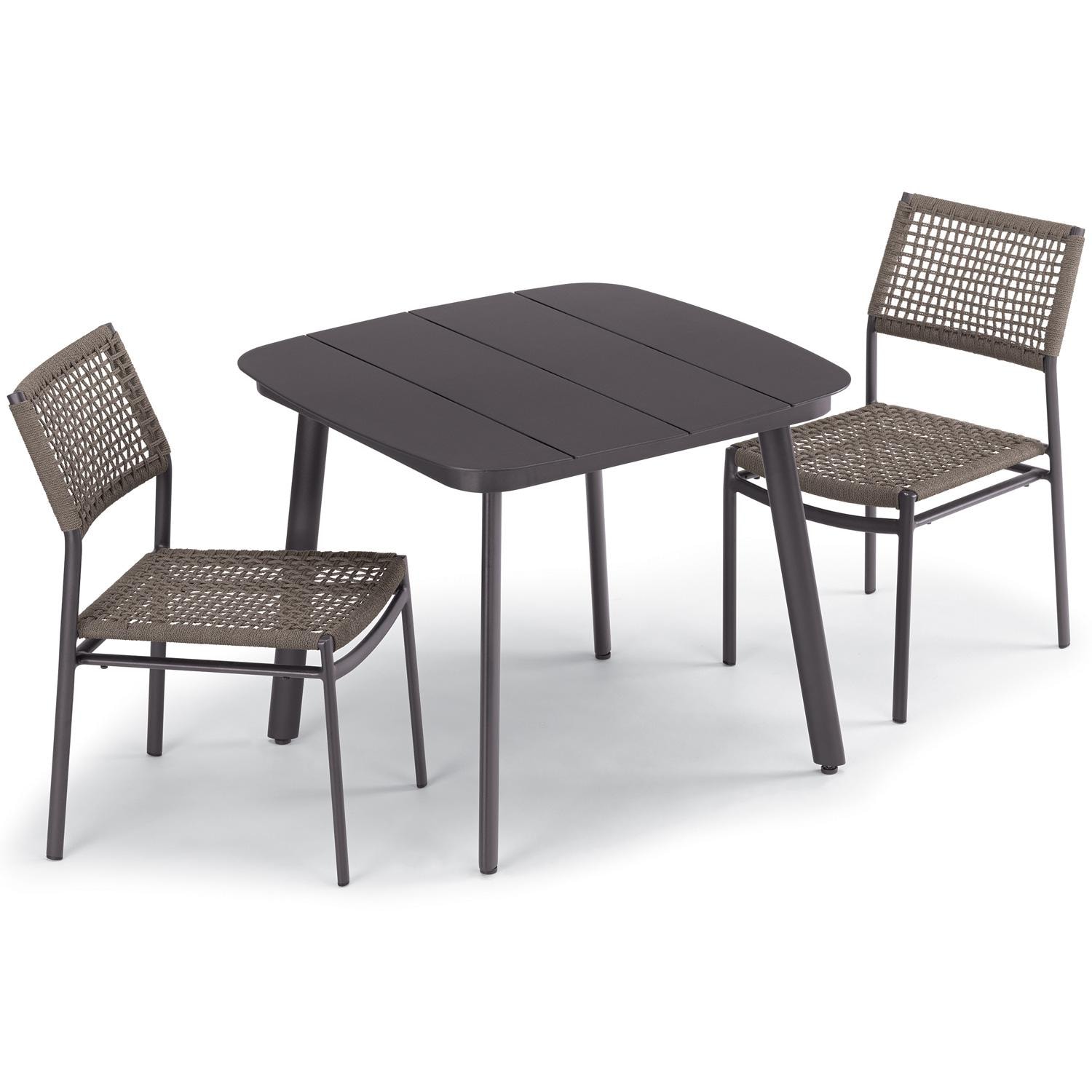 Oxford Garden Eiland 2 Pc Composite Cord & Aluminum Side Chair in Carbon/Mocha - In Dining Set thumbnail