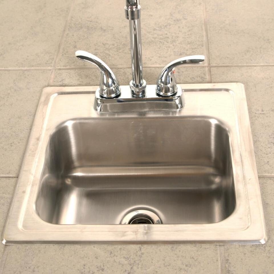 Lion 15 X 15 Stainless Steel Sink With Faucet - Installed thumbnail