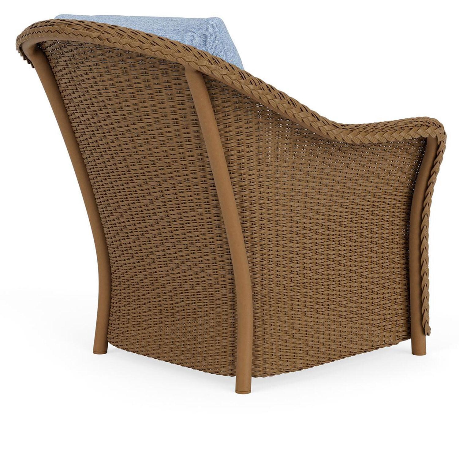 Lloyd Flanders Weekend Retreat Lounge Chair in Hickory Finish W/ Demo Skyway Fabric - Back Right thumbnail
