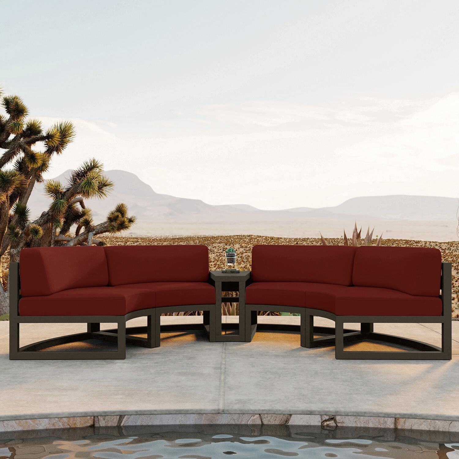 Misty Cove 3 Piece Curve Sectional Set in Slate w/End Table & Canvas Henna Cushions by Lakeview - Lifestyle thumbnail