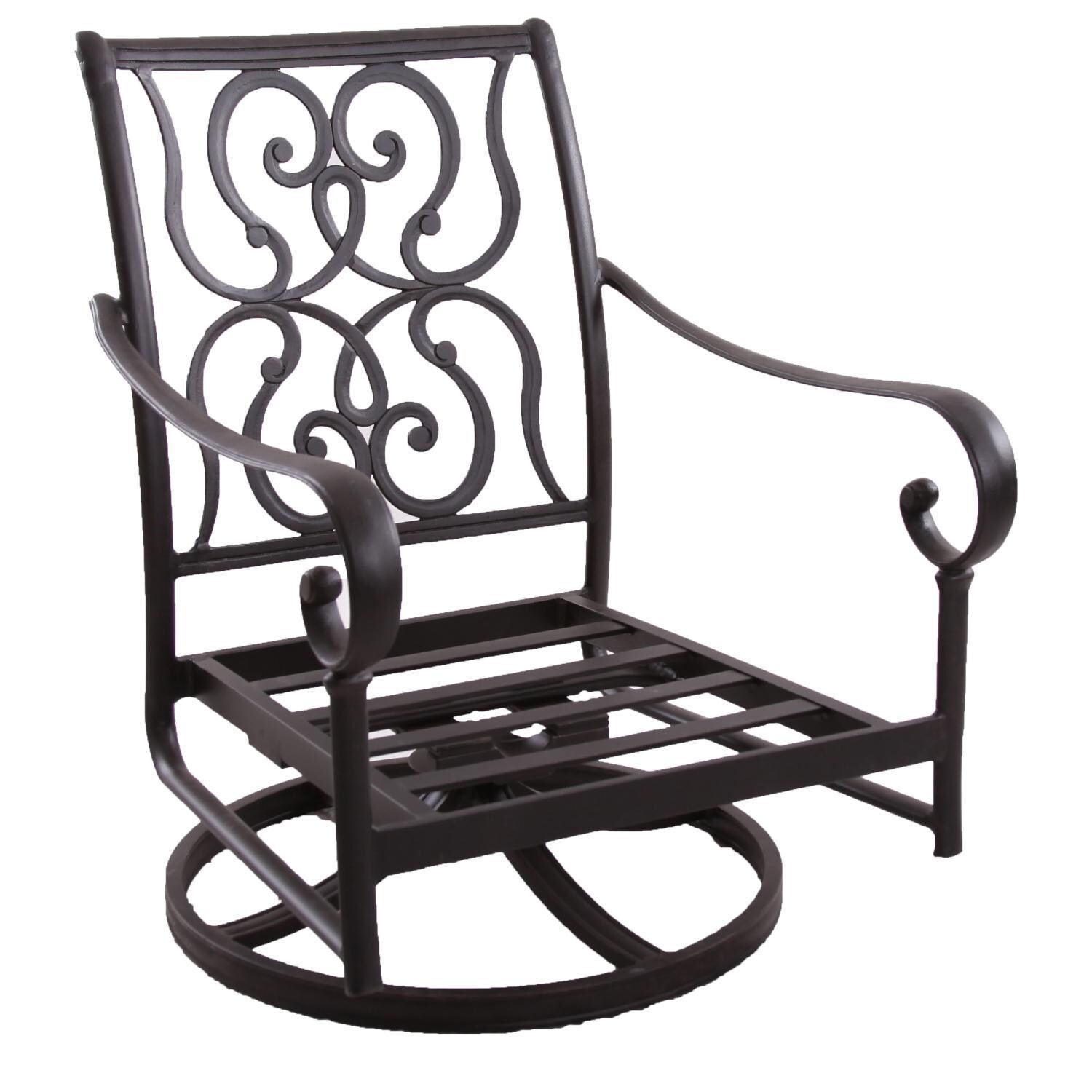 Santa Anita 4 Pc Cast Aluminum Patio Swivel Rocker Club Chair Set w/ Heather Beige Sunbrella Cushions By Darlee - Frame - White Background thumbnail