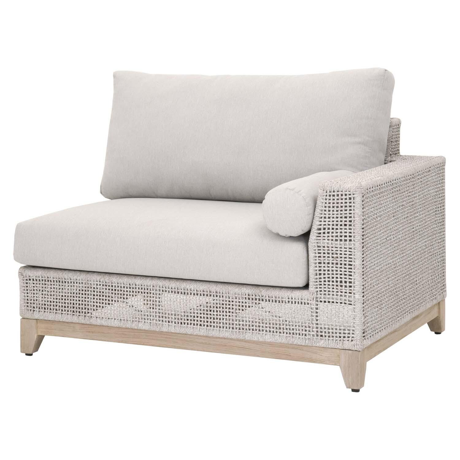 Lakeview Ranch Pointe Woven Rope Right Modular Sofa in Taupe & White - Angled View thumbnail