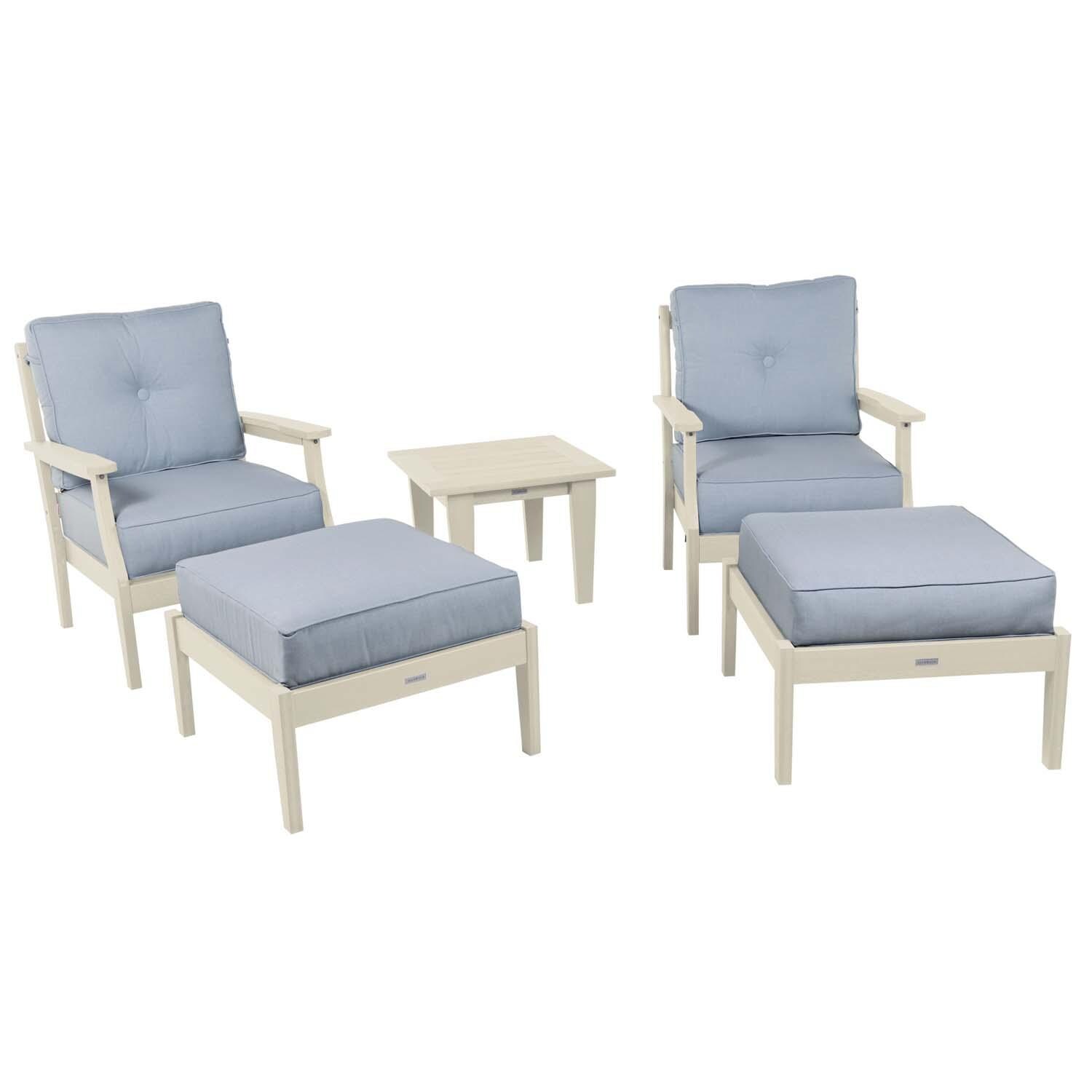Blushing Bay 5 Pc Recycled Plastic Seating Set in Bliss Dew/Whitewash by Lakeview Outdoor Designs - Front View - White Background thumbnail