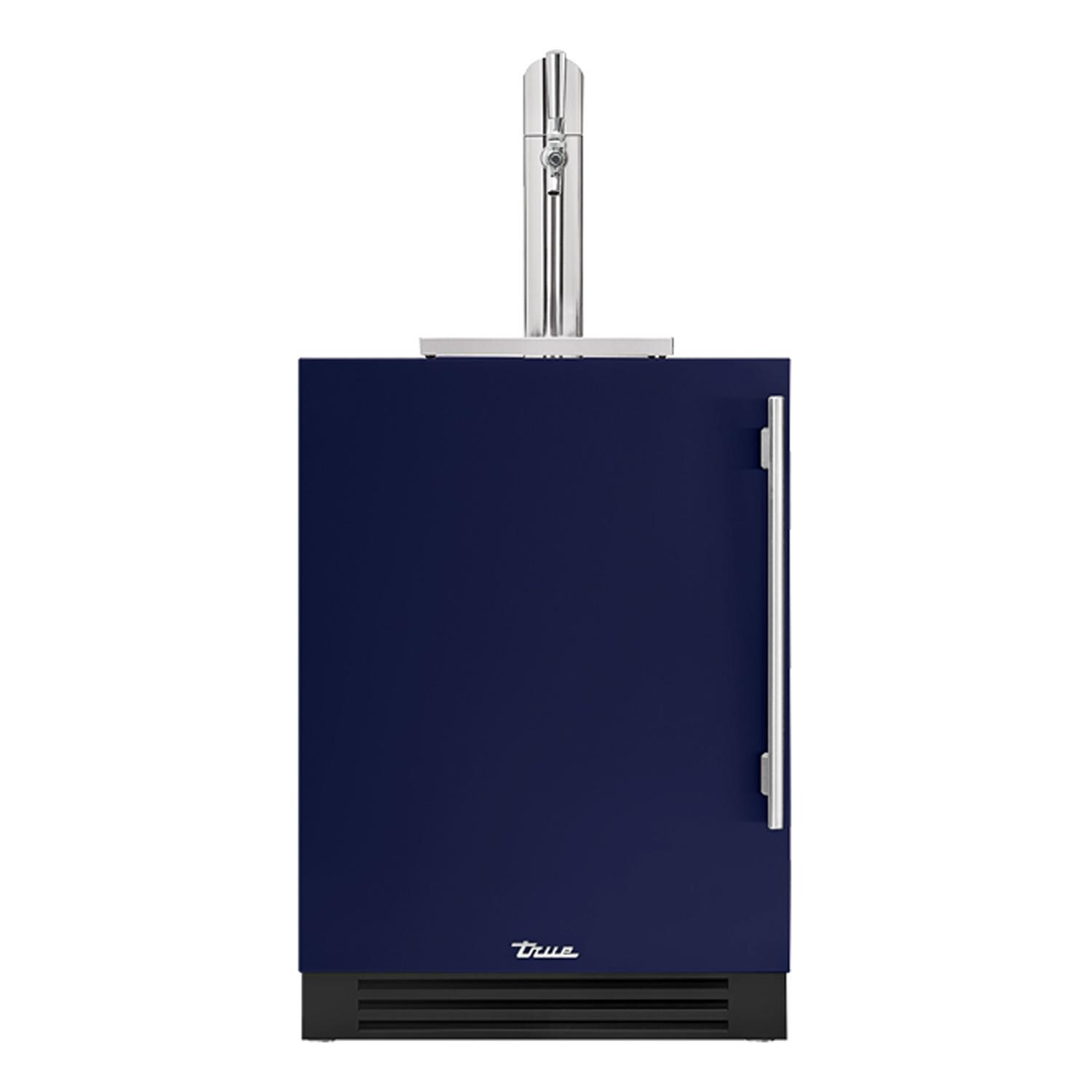 True TUR-24BD-L-OP-C~DSK-078-H04 24 Inch Left Hinge Outdoor Single Tap Beverage Dispenser - Cobalt w/ Stainless Handle - White Background thumbnail