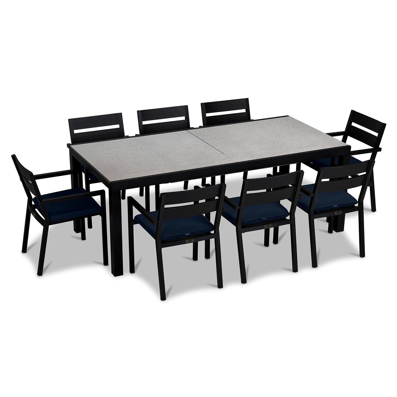 Calm Bay 9 Pc Extendable Dining Set in Black/Spectrum Indigo by Lakeview - White Background thumbnail