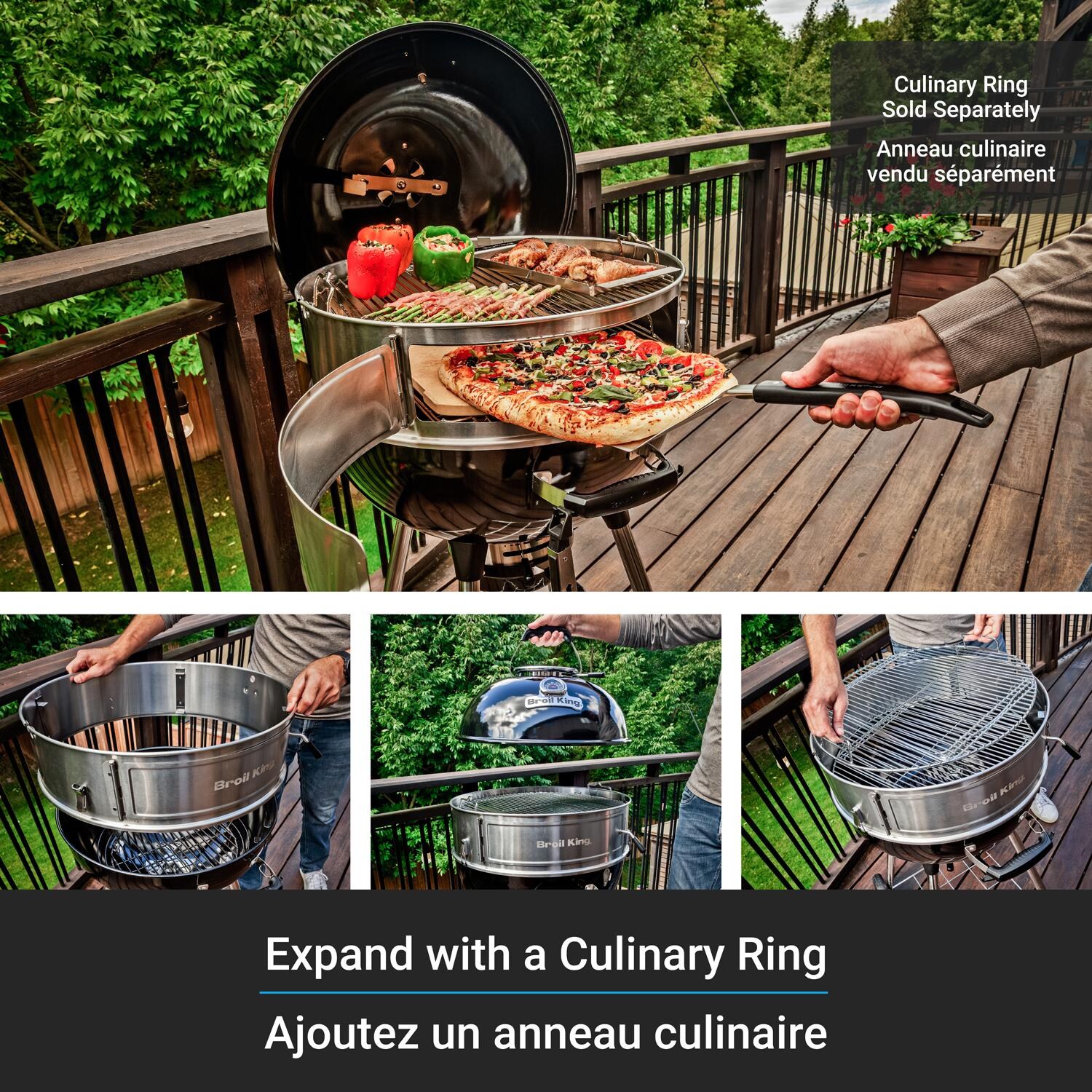 Broil King 401110B Kettle 22 1/2-in Crown Charcoal Grill - Black - Culinary Ring Included - Detail thumbnail