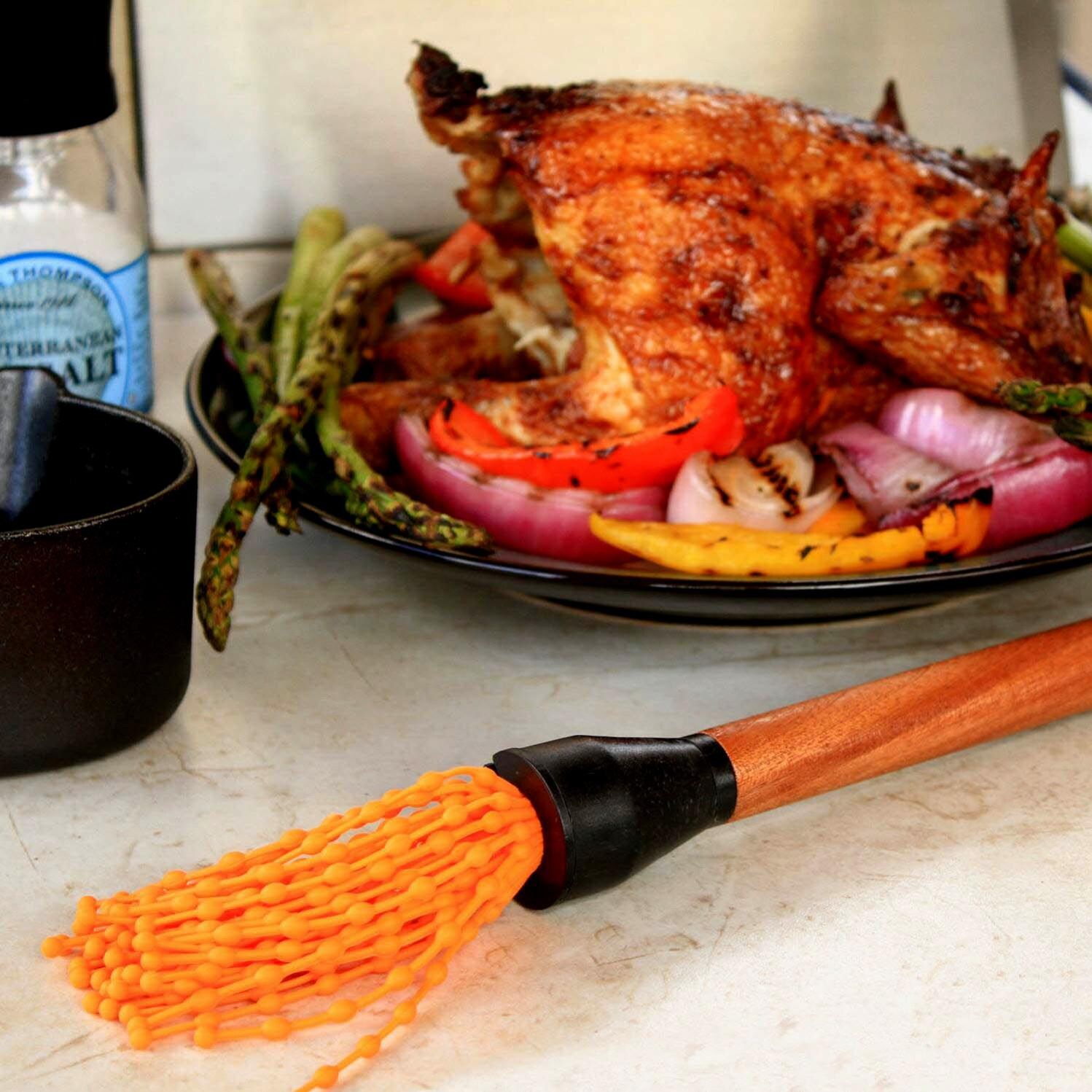 Outset Rosewood 15-Inch Silicone Basting Sop Mop With Removable Twist-off Head