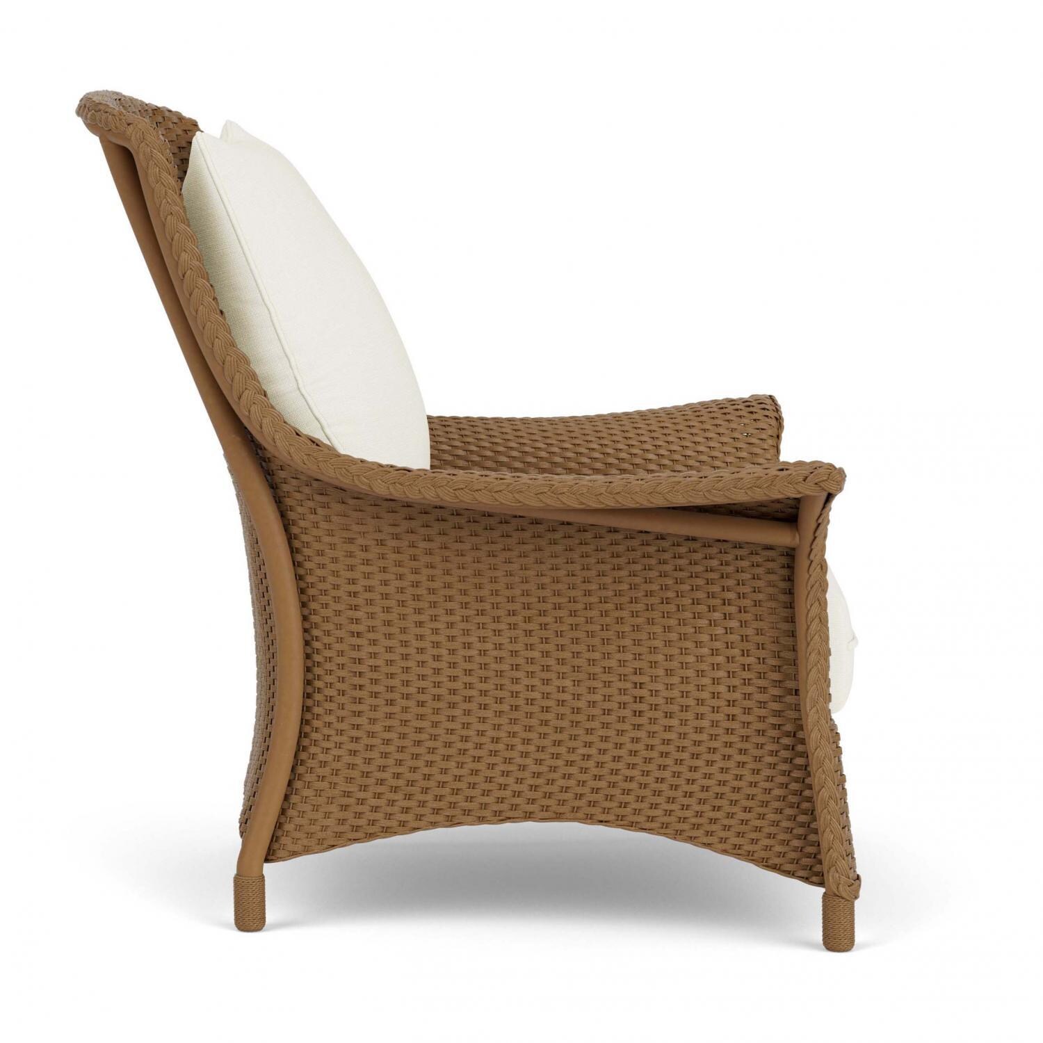 Lloyd Flanders Mandalay Lounge Chair in Hickory Finish with Sailcloth Salt fabric - Side thumbnail