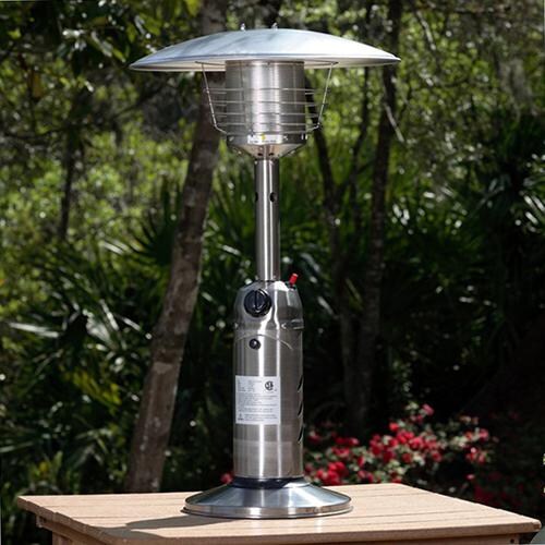 AZ Patio Heaters 11,000 BTU Propane Gas 38-Inch Tabletop Patio Heater - On Patio Table thumbnail