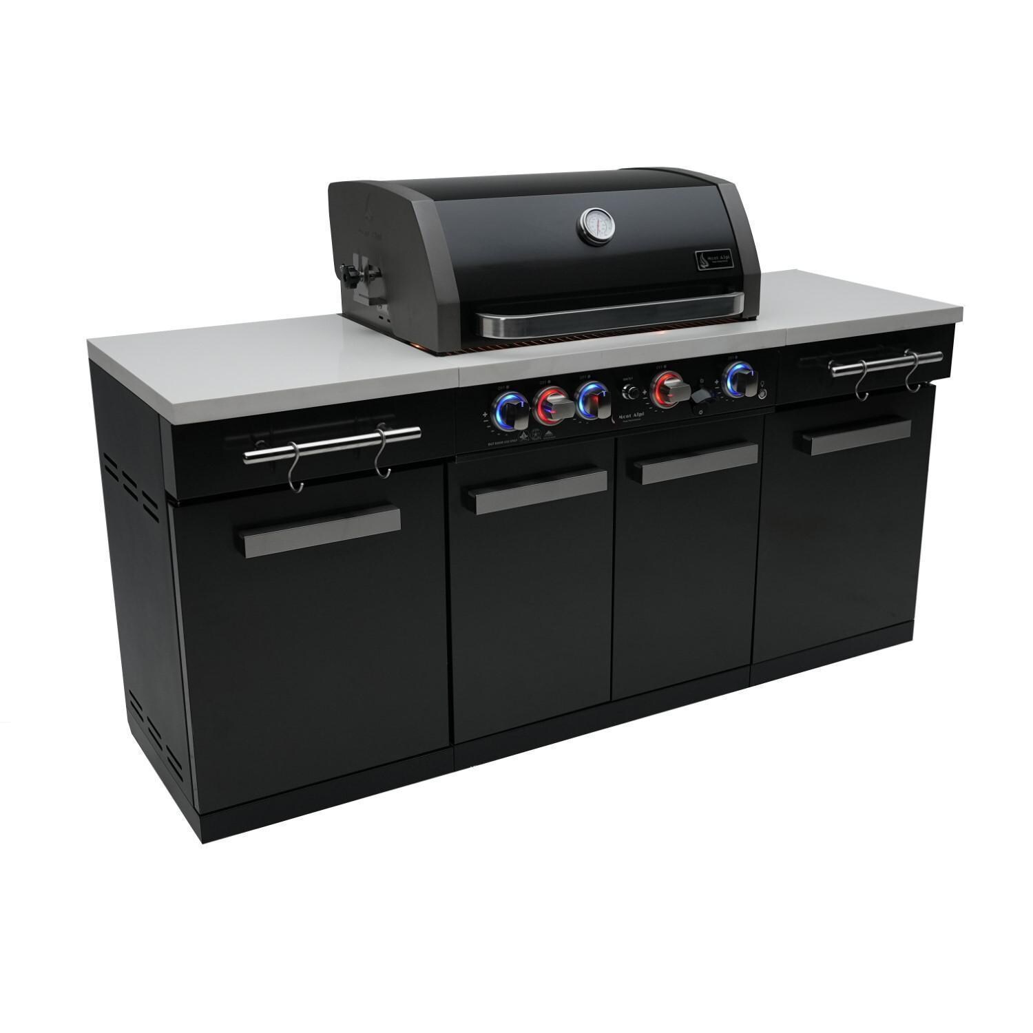 Mont Alpi - MA-957 - Propane Gas Grill Island - Black Stainless Steel - Left - White Background