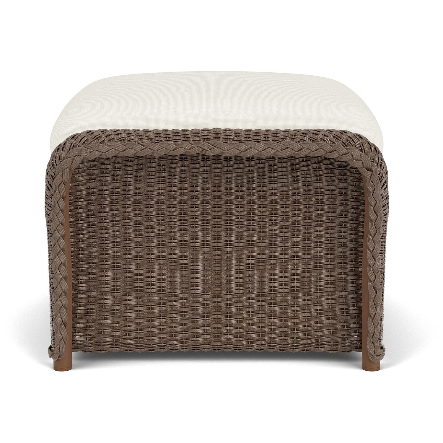 Lloyd Flanders Weekend Retreat Woven Ottoman in Bark Finish W/ Sailcloth Salt Fabric - Side thumbnail