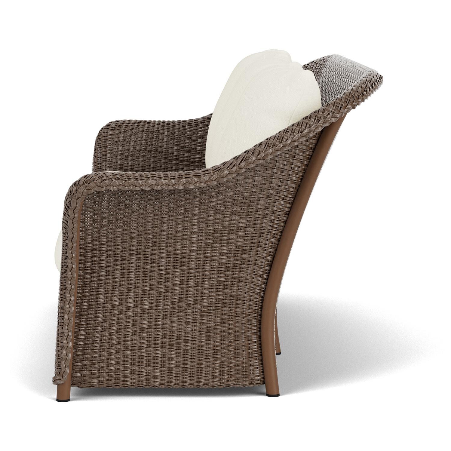 Lloyd Flanders Weekend Retreat Sofa in Bark Finish W/ Sailcloth Salt Fabric - Side thumbnail