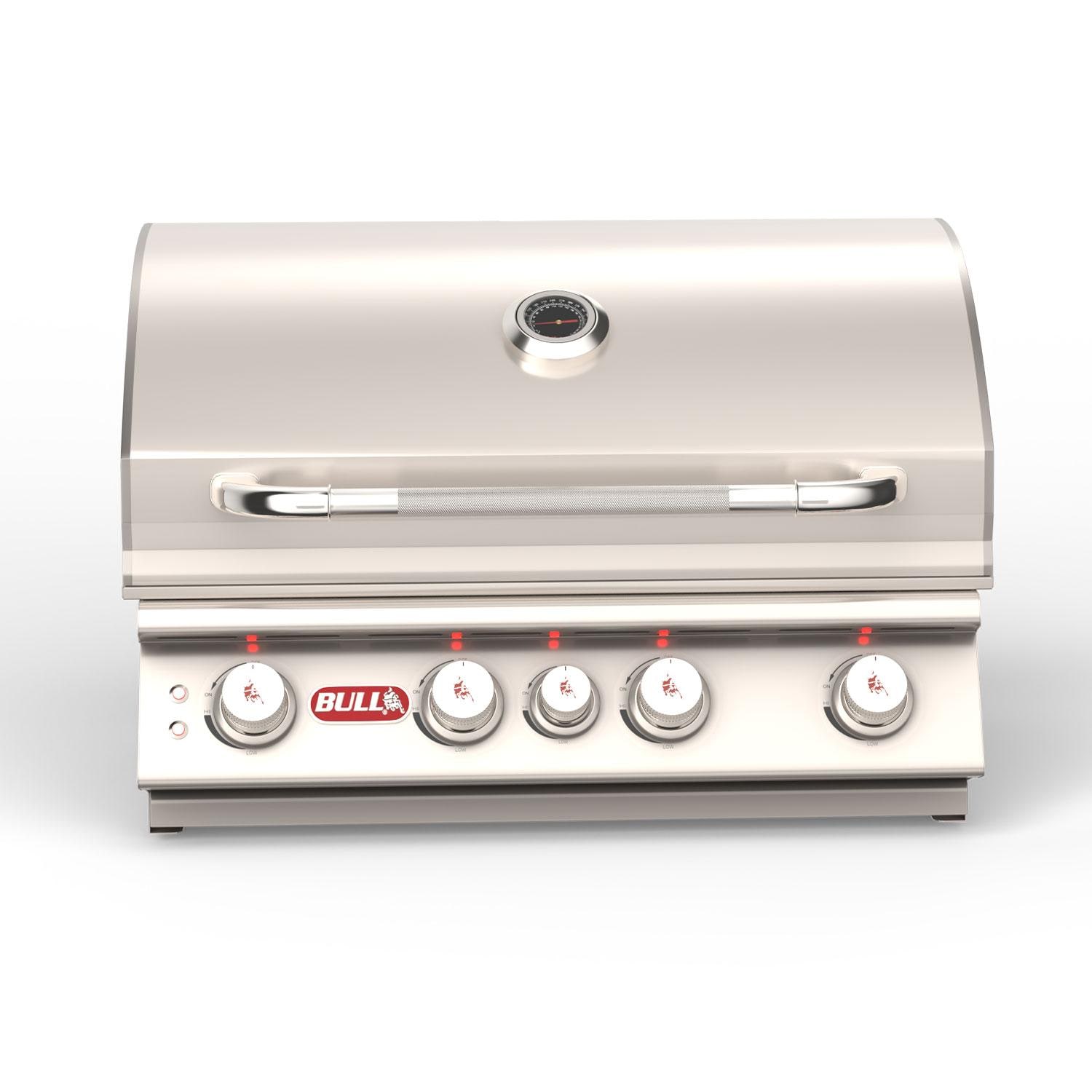Bull 47629 Angus 30-in 4-Burner Built-In Natural Gas Grill - Hood Down - Front View - White Background thumbnail
