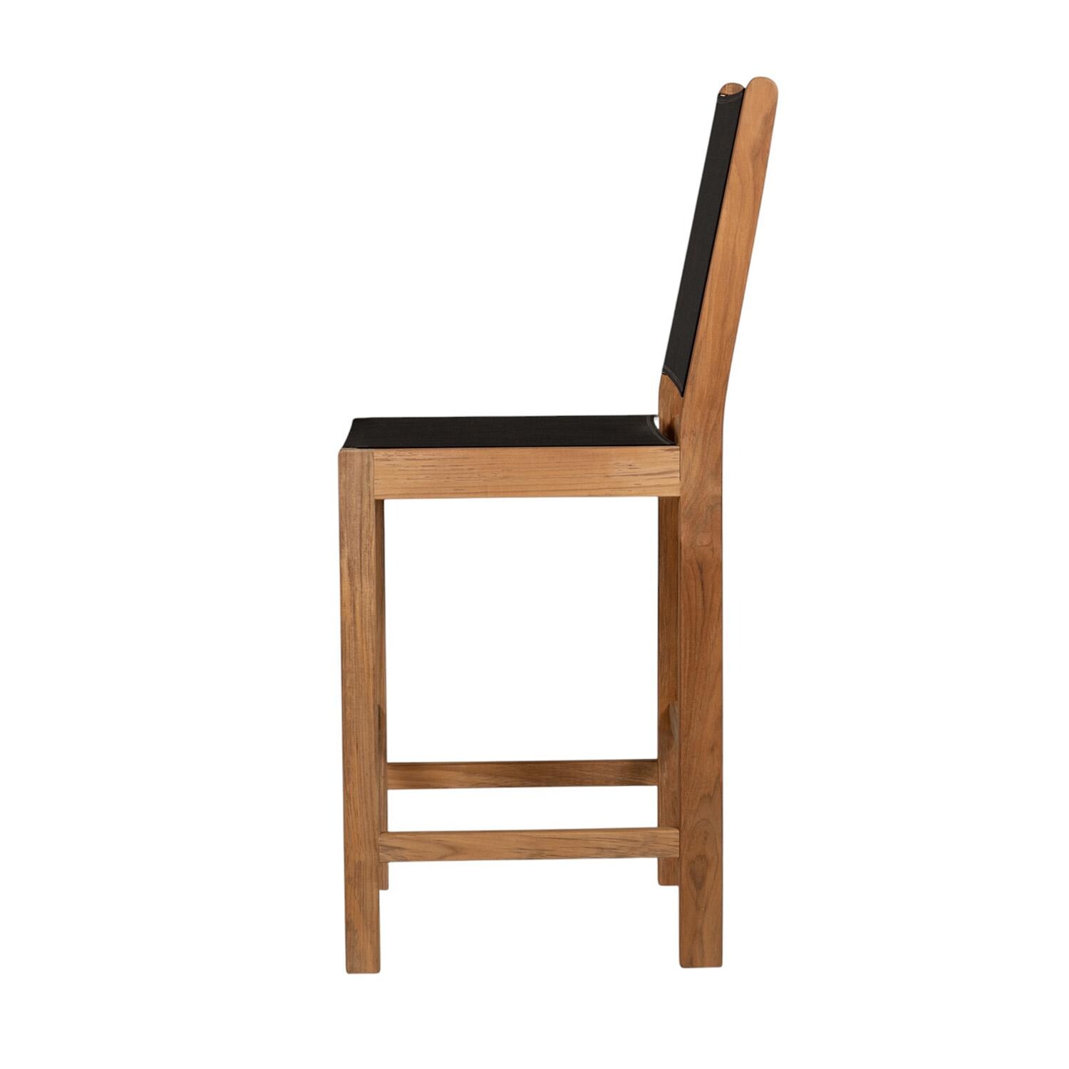 Royal Teak Collection BARBS Legacy Teak Sling Bar Stool in Black - Side - White Background thumbnail