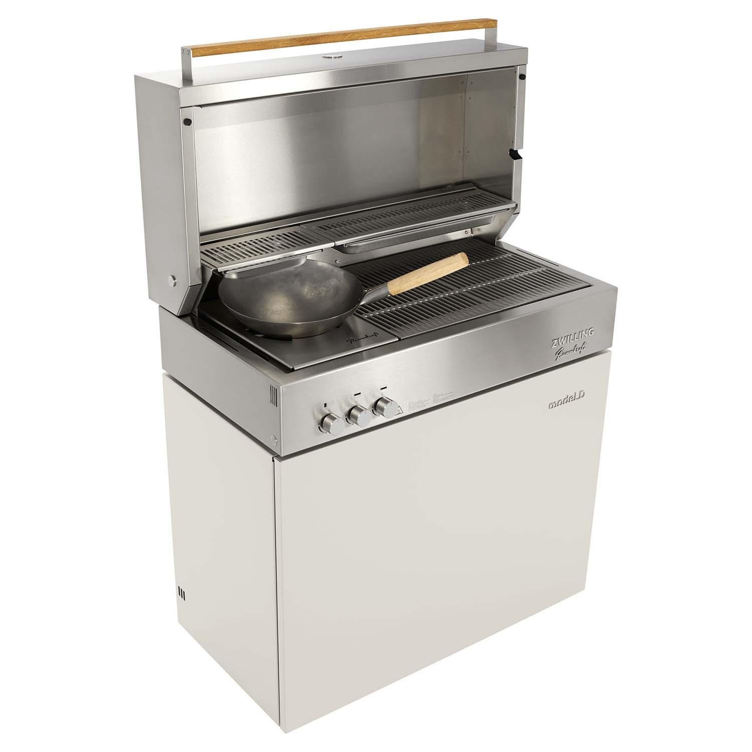 Flammkraft 1029842 Wok - Shown W/Ivory White Model D Grill - White Background thumbnail