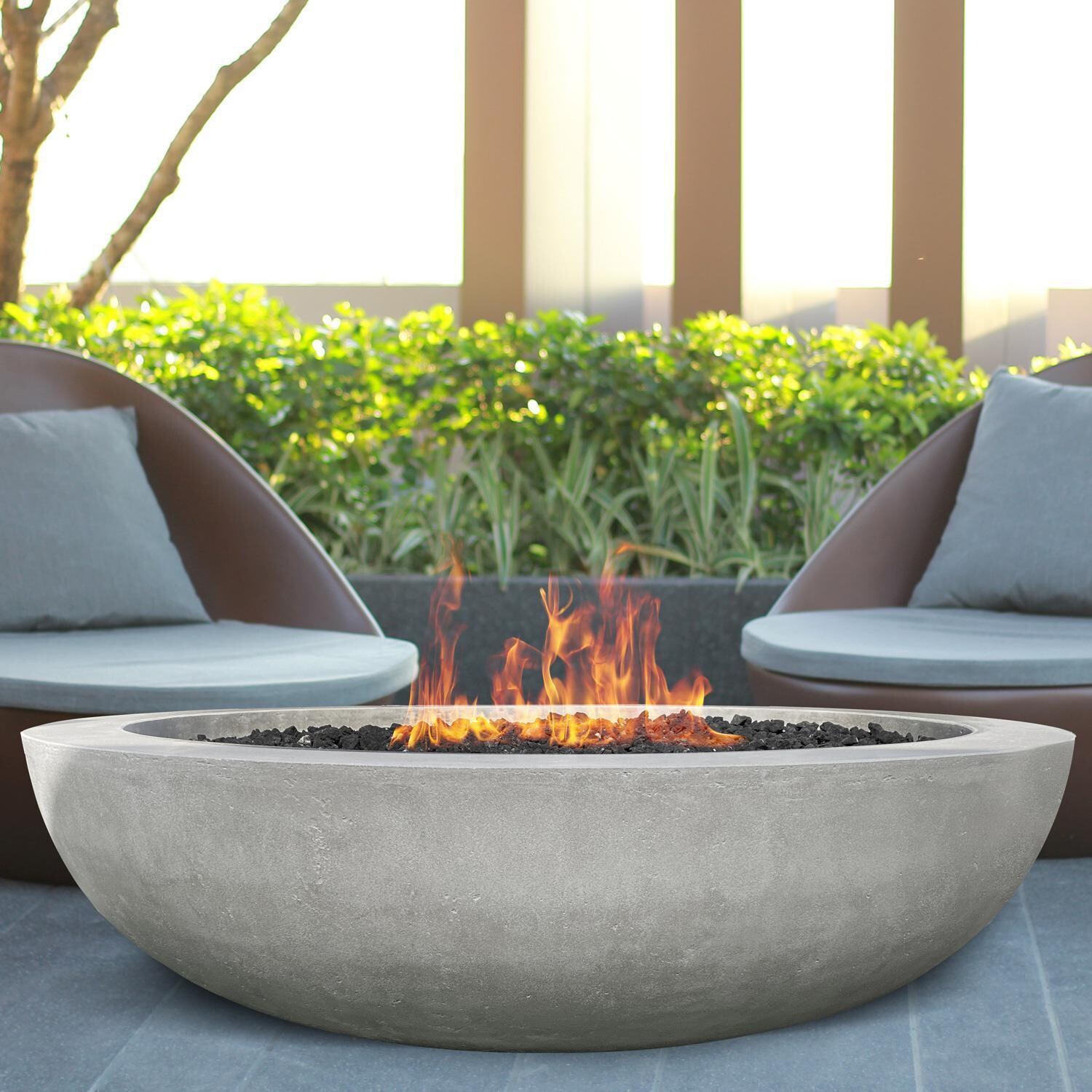 Moderno 70-in Round GFRC Propane Fire Bowl in Ultra White by Prism Hardscapes