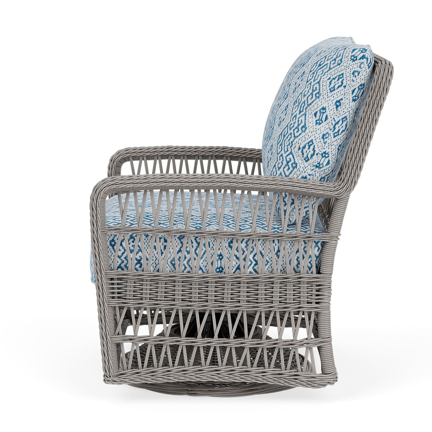 Lloyd Flanders Mackinac Swivel Glider Lounge Chair in Putty Finish with Aman Capri fabric - Left Side thumbnail