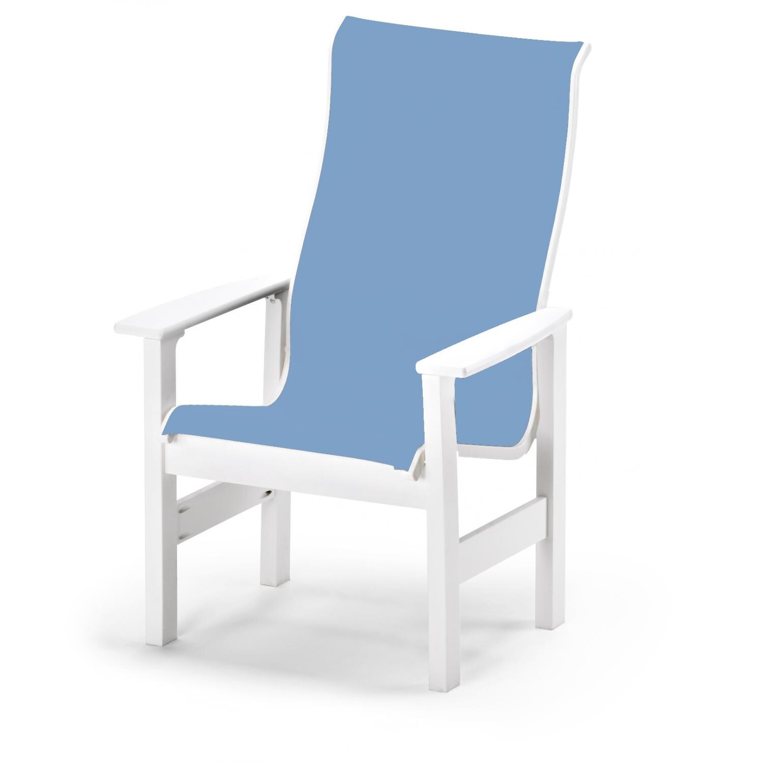 Leeward Supreme MGP Patio Dining Arm Chair With Sling Seating By Telescope Casual - Textured Snow/Sky thumbnail