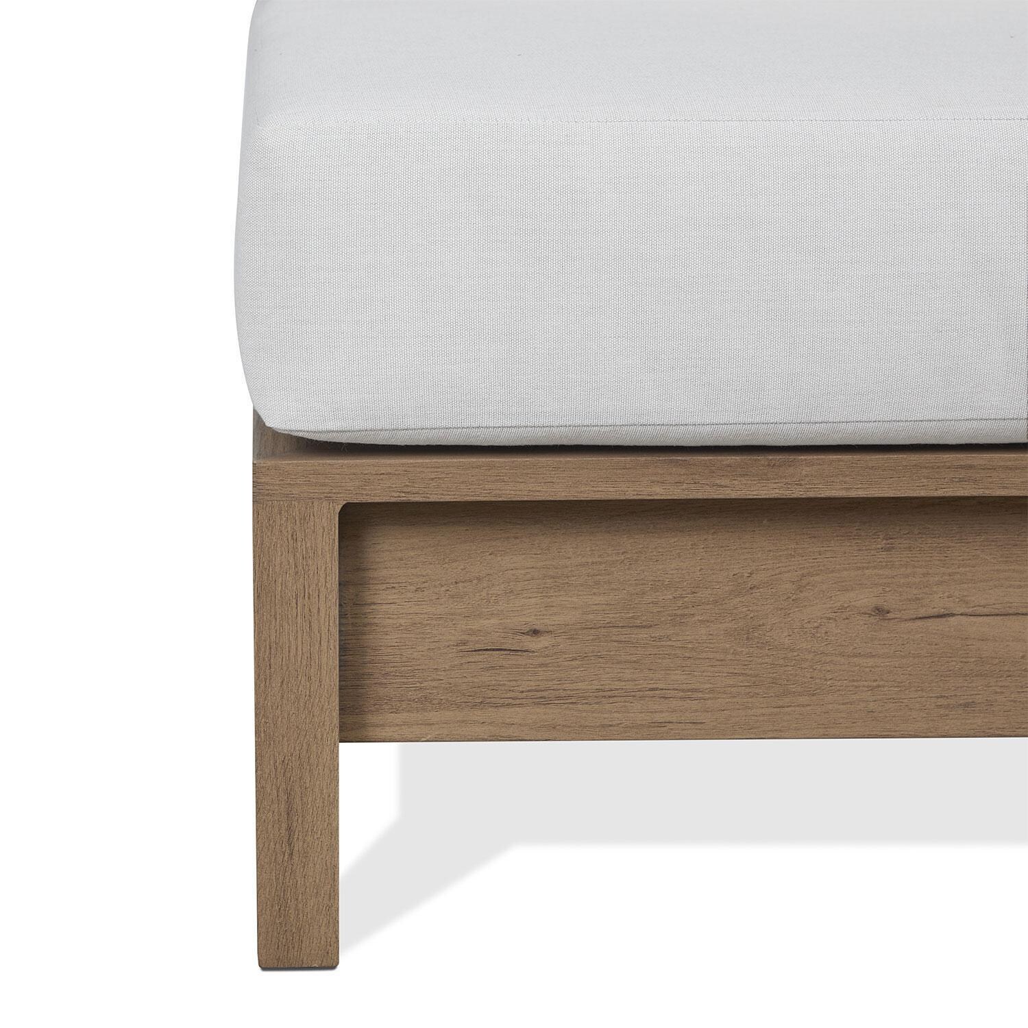 Heritage 33 Inch Armless Outdoor Chair in Beechwood W/ Sunbrella Cushions by Lakeview Outdoor Designs - Cushion Thickness & Leg - Close Up View - Detail thumbnail